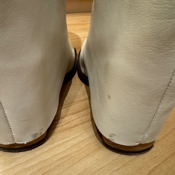 Knee-high leather fold over boots, size 37, cream - Picture 5 of 7